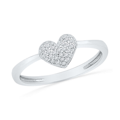 10kt White Gold Womens Round Diamond Heart Cluster Ring 1/10 Cttw 101885 - shirin-diamonds