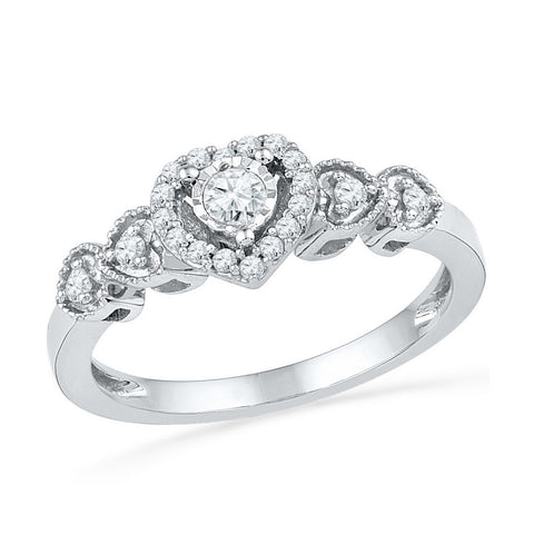 10kt White Gold Womens Round Diamond Heart Love Ring 1/5 Cttw 101887 - shirin-diamonds