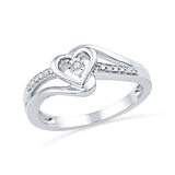 10kt White Gold Womens Round Diamond Heart Love Promise Bridal Ring .03 Cttw 101892 - shirin-diamonds