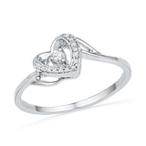 10kt White Gold Womens Round Diamond Heart Love Promise Bridal Ring 1/12 Cttw 101899 - shirin-diamonds