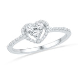 10kt White Gold Womens Round Diamond Slender Framed Heart Cluster Ring 1/4 Cttw 101905 - shirin-diamonds