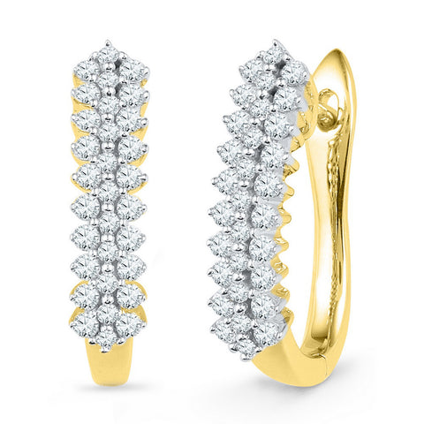 10kt Yellow Gold Womens Round Diamond Oblong Hoop Earrings 1/2 Cttw 101939 - shirin-diamonds
