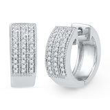 10kt White Gold Womens Round Diamond Huggie Hoop Earrings 1/4 Cttw 101969 - shirin-diamonds