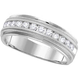 14k White Gold Mens Round Diamond Comfort-fit Wedding Anniversary Band 1/4 Cttw 102132 - shirin-diamonds