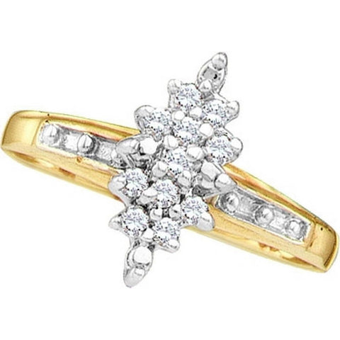 10kt Yellow Gold Womens Round Diamond Marquise-shape Cluster Ring 1/10 Cttw 10227 - shirin-diamonds