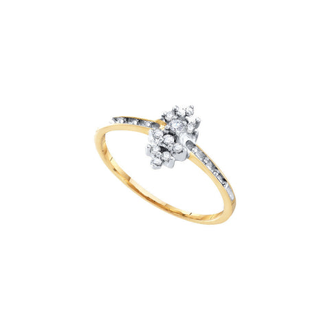 10kt Yellow Gold Womens Round Prong-set Diamond Small Cluster Ring 1/8 Cttw 10249 - shirin-diamonds