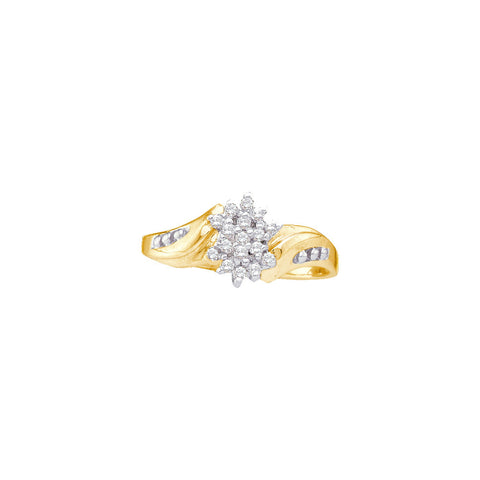 10kt Yellow Gold Womens Round Diamond Cluster Ring 1/8 Cttw 10251 - shirin-diamonds