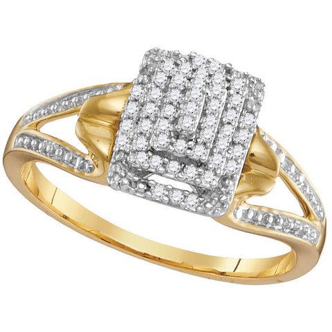 10kt Yellow Gold Womens Round Diamond Cluster Split-shank Ring 1/6 Cttw 104028 - shirin-diamonds