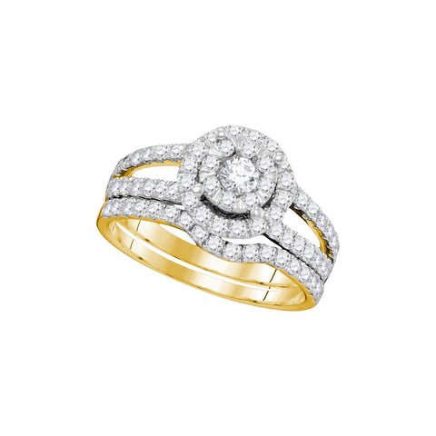 14kt Yellow Gold Womens Round Diamond Halo Split-shank Bridal Wedding Engagement Ring Band Set 1.00 Cttw 104747 - shirin-diamonds