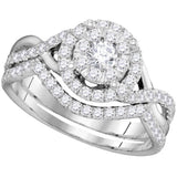 14k White Gold Womens Round Diamond Bridal Wedding Engagement Ring Band Set 7/8 Cttw 104754 - shirin-diamonds