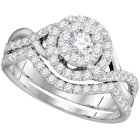 14k White Gold Womens Round Diamond Bridal Wedding Engagement Ring Band Set 7/8 Cttw 104754 - shirin-diamonds