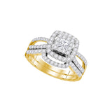 14K Yellow Gold Womens Princess Diamond Bridal Wedding Engagement Ring Band Set 1.00 Cttw 104755 - shirin-diamonds