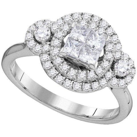 14kt White Gold Womens Princess Diamond Circle Frame Cluster Bridal Wedding Engagement Ring 3/4 Cttw 104808 - shirin-diamonds