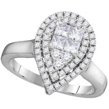 14kt White Gold Womens Princess Round Diamond Teardrop Bridal Wedding Engagement Ring 5/8 Cttw 104812 - shirin-diamonds