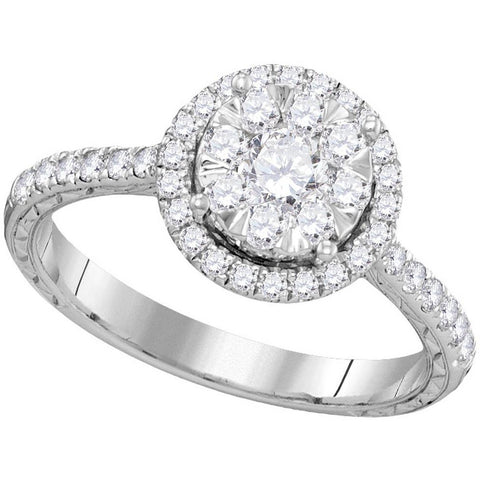14kt White Gold Womens Round Diamond Round Bridal Wedding Engagement Ring 7/8 Cttw 104814 - shirin-diamonds
