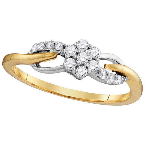 10kt Yellow Gold Womens Round Diamond Flower Cluster Infinity Ring 1/4 Cttw 105780 - shirin-diamonds