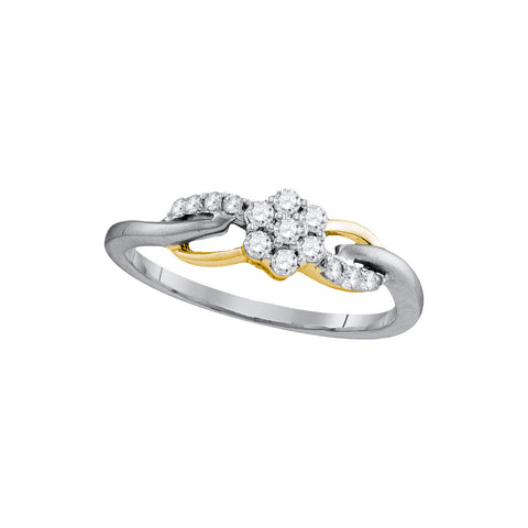 10kt White Gold Womens Round Diamond Flower Cluster Infinity Ring 1/4 Cttw 105781 - shirin-diamonds