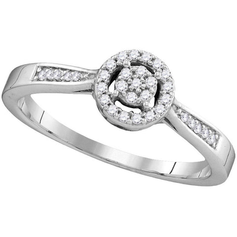 10kt White Gold Womens Round Diamond Cluster Bridal Wedding Engagement Ring 1/8 Cttw 105792 - shirin-diamonds