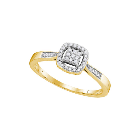 10kt Yellow Gold Womens Round Diamond Cluster Bridal Wedding Engagement Ring 1/8 Cttw 105794 - shirin-diamonds