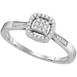 10kt White Gold Womens Round Diamond Cluster Bridal Wedding Engagement Ring 1/8 Cttw 105795 - shirin-diamonds