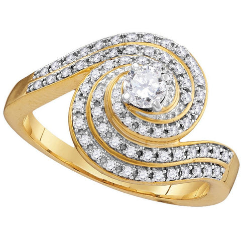 10kt Yellow Gold Womens Round Diamond Solitaire Swirl Bridal Wedding Engagement Ring 1/2 Cttw 105799 - shirin-diamonds