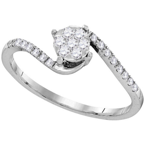 10kt White Gold Womens Round Diamond Slender Swirl Cluster Ring 1/4 Cttw 105840 - shirin-diamonds