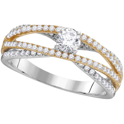 14kt White Gold Womens Round Diamond 2-tone Bridal Wedding Engagement Ring 3/4 Cttw 105894 - shirin-diamonds