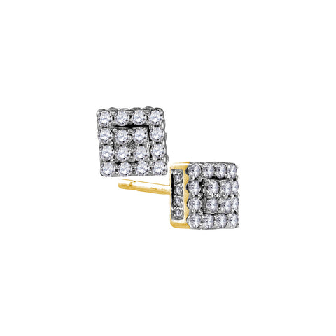 10kt Yellow Gold Womens Round Diamond Square Cluster Earrings 1/3 Cttw 105927 - shirin-diamonds