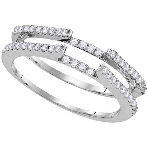 14kt White Gold Womens Round Diamond Ring Guard Wrap Solitaire Enhancer 1/2 Cttw 105947 - shirin-diamonds