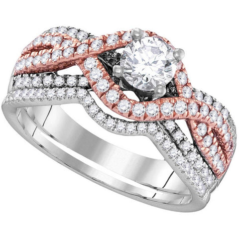 14kt White Gold Womens Round Diamond Bridal Wedding Engagement Ring Band Set 1.00 Cttw 106196 - shirin-diamonds
