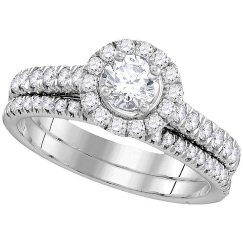 14kt White Gold Womens EGL Certified Round Diamond Solitaire Bridal Wedding Engagement Ring Set 1 Ctw 106268 - shirin-diamonds
