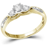 10kt Yellow Gold Womens Round Diamond 3-stone Bridal Wedding Engagement Ring 3/8 Cttw 106291 - shirin-diamonds