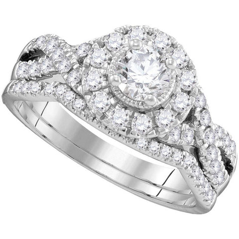 14kt White Gold Womens Round Diamond Bridal Wedding Engagement Ring Band Set 1.00 Cttw 106311 - shirin-diamonds