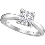 14kt White Gold Womens Princess Diamond Solitaire Bridal Wedding Engagement Ring 1/2 Cttw 106347 - shirin-diamonds