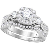 14k White Gold Womens Round Diamond Bridal Wedding Engagement Ring Band Set 1.00 Cttw 106387 - shirin-diamonds