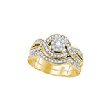 10kt Yellow Gold Womens Round Diamond Bridal Wedding Engagement Ring Band Set 1/2 Cttw 106390 - shirin-diamonds