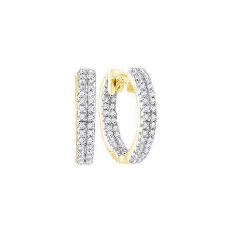 10kt Yellow Gold Womens Round Diamond Hoop Earrings 1/5 Cttw 106703 - shirin-diamonds