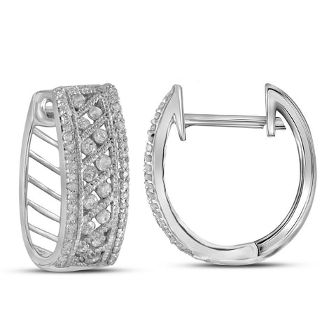 10kt White Gold Womens Round Channel-set Diamond Hoop Earrings 5/8 Cttw 107171 - shirin-diamonds