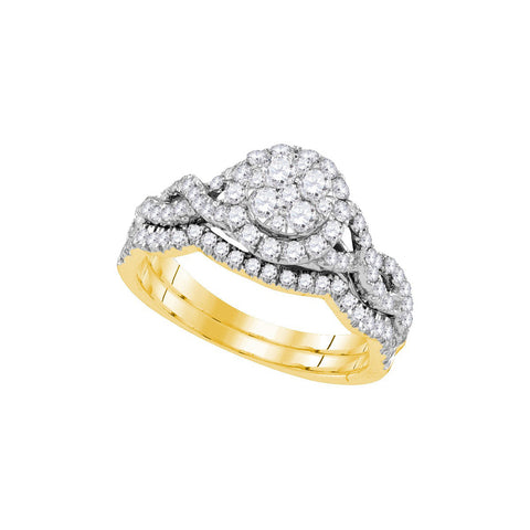 14kt Yellow Gold Womens Diamond Cluster Bridal Wedding Engagement Ring Band Set 7/8 Cttw 107359 - shirin-diamonds