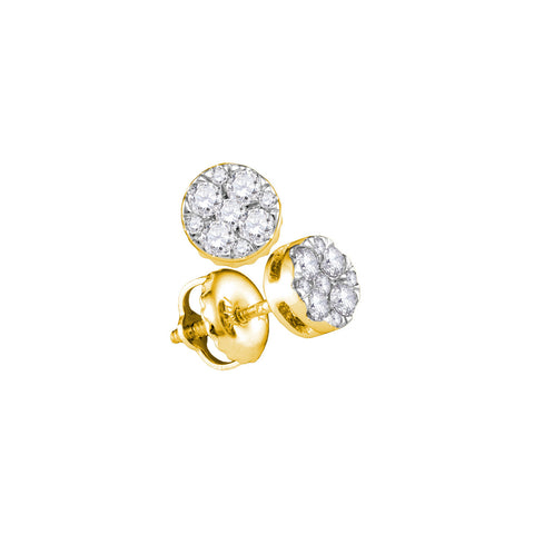 14kt Yellow Gold Womens Round Diamond Cluster Earrings 1/4 Cttw 107404 - shirin-diamonds