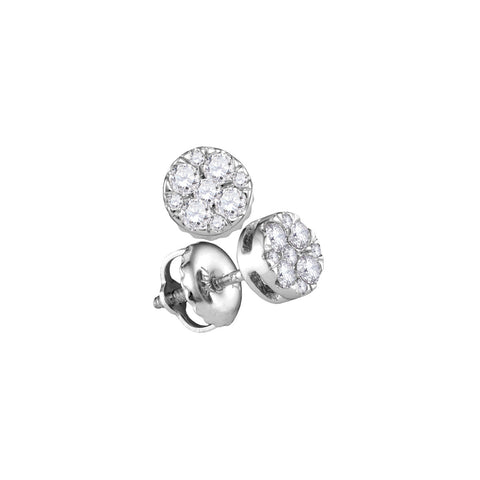 14kt White Gold Womens Round Diamond Cluster Earrings 1/4 Cttw 107405 - shirin-diamonds
