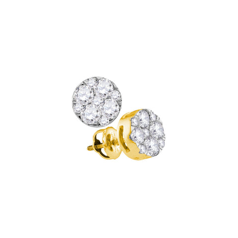 14kt Yellow Gold Womens Round Diamond Cluster Earrings 1.00 Cttw 107408 - shirin-diamonds