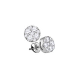 14kt White Gold Womens Round Diamond Cluster Earrings 1.00 Cttw 107409 - shirin-diamonds