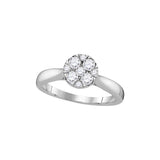 14kt White Gold Womens Round Diamond Cluster Bridal Wedding Engagement Ring 1/2 Cttw 107423 - shirin-diamonds
