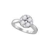 14kt White Gold Womens Round Diamond Cluster Bridal Wedding Engagement Ring 1.00 Cttw 107425 - shirin-diamonds