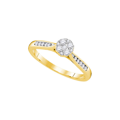 14kt Yellow Gold Womens Round Diamond Cluster Bridal Wedding Engagement Ring 1/4 Cttw 107426 - shirin-diamonds