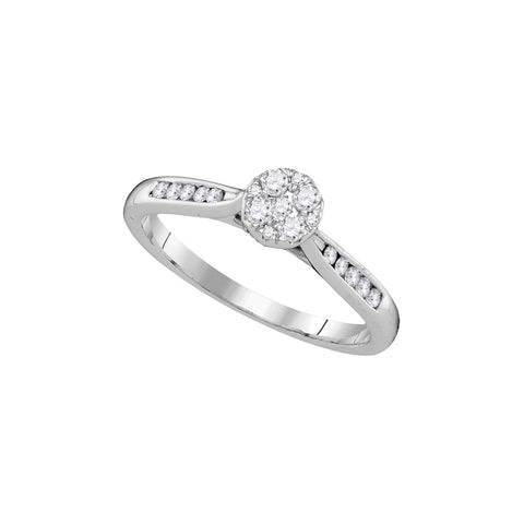 14kt White Gold Womens Round Diamond Cluster Bridal Wedding Engagement Ring 1/4 Cttw 107427 - shirin-diamonds