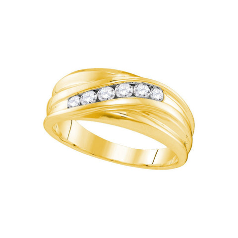 10kt Yellow Gold Mens Round Diamond Band Wedding Anniversary Ring 1/3 Cttw 107434 - shirin-diamonds