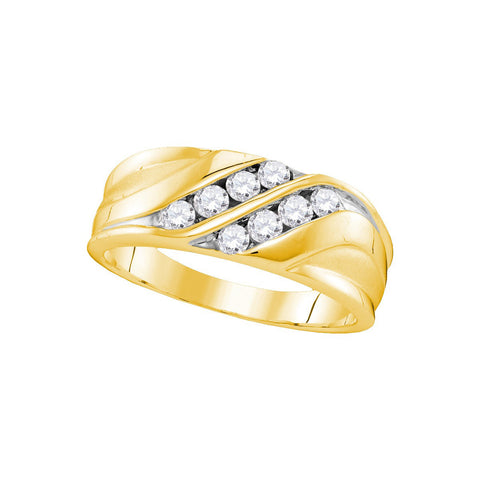10kt Yellow Gold Mens Round Diamond Band Wedding Anniversary Ring 1/2 Cttw 107436 - shirin-diamonds