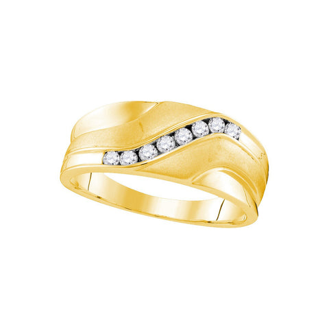 10kt Yellow Gold Mens Round Diamond Band Wedding Anniversary Ring 1/4 Cttw 107442 - shirin-diamonds
